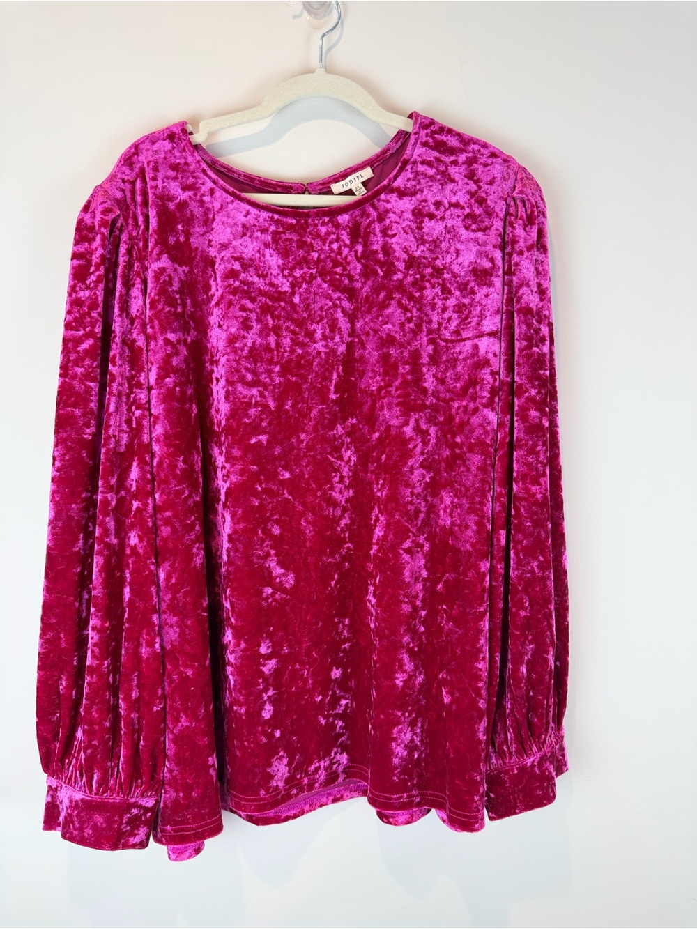 JODIFL Fuchsia Crushed Velvet Long-Sleeve Tunic Top Size 2X